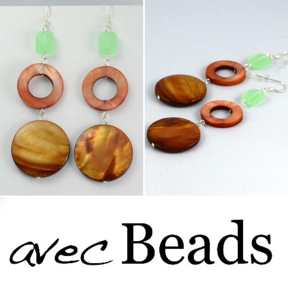 Shell, quartz & sterling silver statement earrings